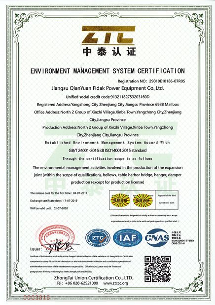Chiny Jiangsu Qianyuanfeida  electric equipment Co.,Ltd Certyfikaty